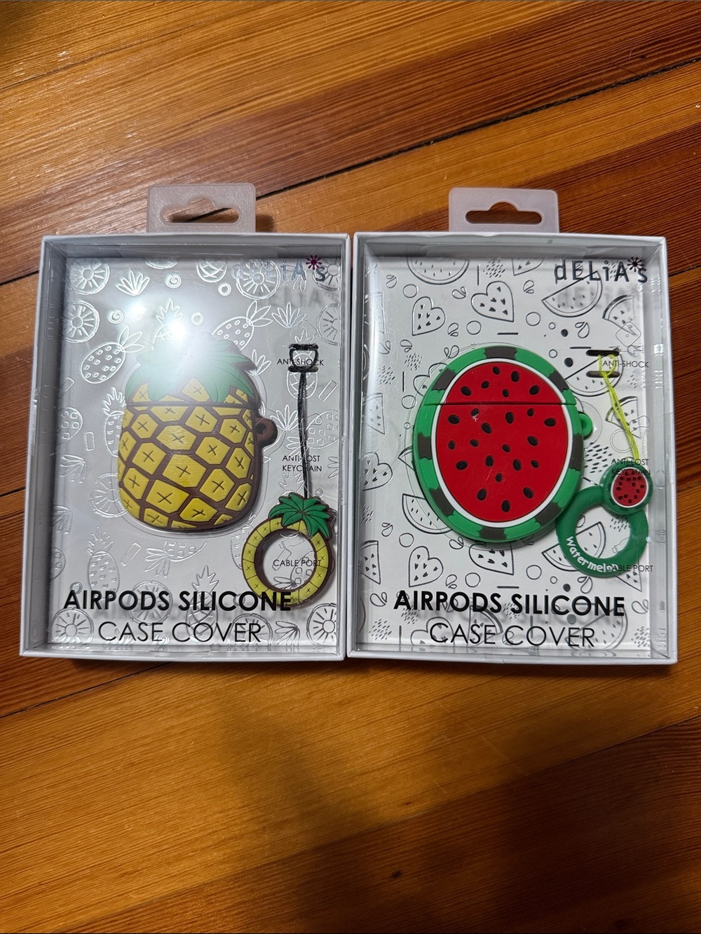 dELiA*s Pineapple & Watermelon Silicone AirPods Case Duo in Yellow, Green, Red